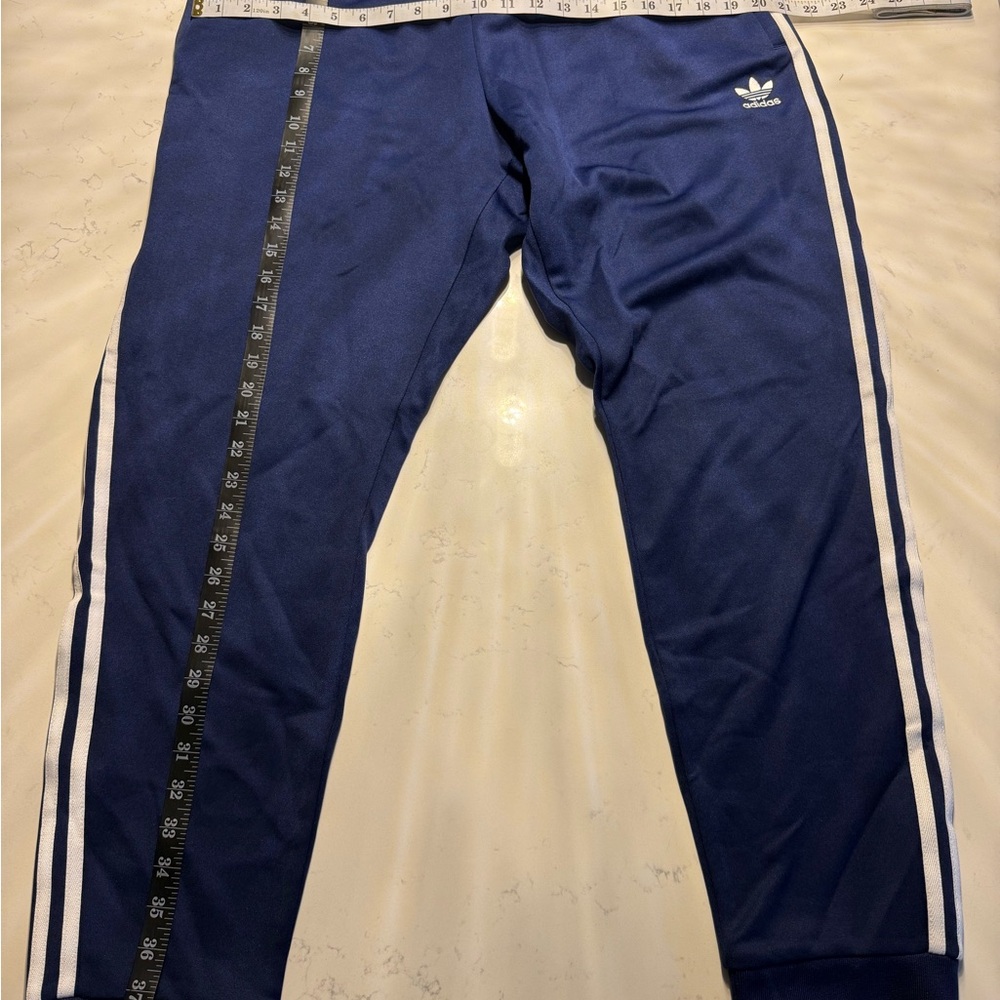 Adidas Men's Blue Joggers with White Accents